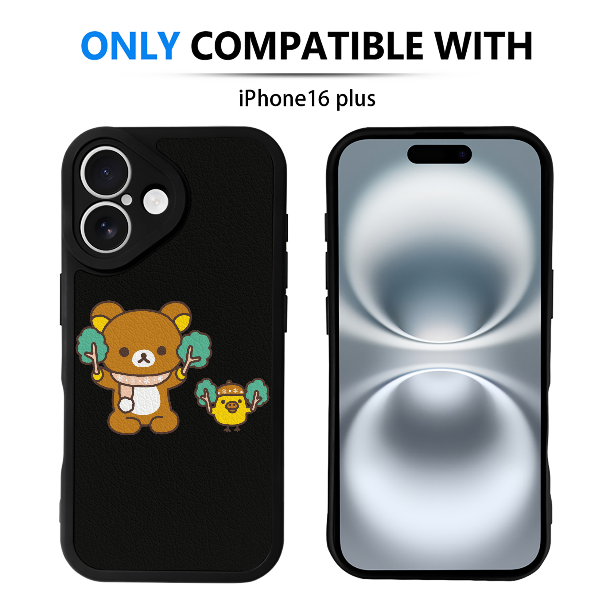 （画像用） リラックマ リラックマ キイロイトリ Rilakkuma Korilakkuma Kiiroitori 【iPhone 16シリーズ対応】シリコンスマホケース（レザー調） 材質：シリコン